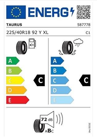 Taurus 225/40 R18 92Y XL Ultra High Performance Yaz Lastiği Üretim 2024