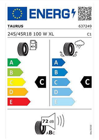 Taurus 245/45 R18 100W XL Ultra High Performance Yaz Lastiği Üretim 2024