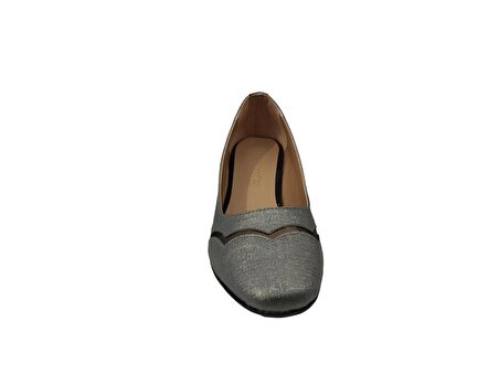 Ventes 1838657Z Yuvarlak Burun Tül Detaylı 5 cm Kalın Topuk Günlük Kadın Topuklu Ayakkabı