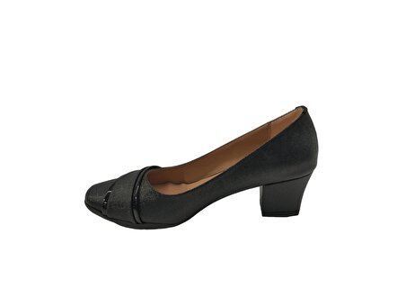 Ventes 1838675Z Yuvarlak Burun Toka Detaylı 5 cm Kalın Topuk Günlük Kadın Topuklu Ayakkabı