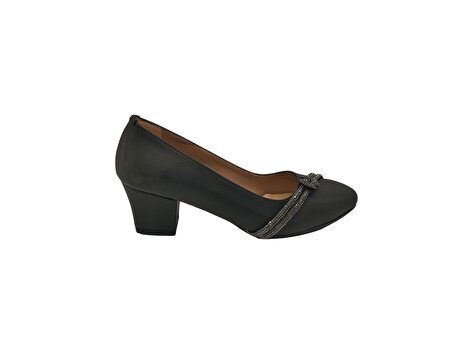 Ventes 1838699Z Yuvarlak Burun Taş Toka Detaylı 5 cm Kalın Topuk Günlük Kadın Topuklu Ayakkabı