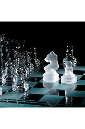 Glass Chess Cam Satranç Takımı (35 cm x 35 cm)