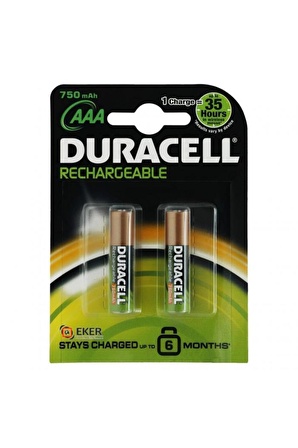 Duracell Ş arjedilebilir İnce Kalem Pil 2'li AAA 750 mAh