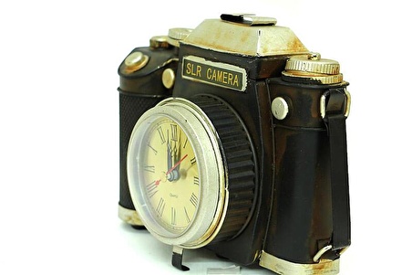 Dekoratif Metal Fotoğraf Makinesi Saatli Vintage Masa Saati