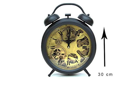 Retro Masaüstü Metal Çarklı Saat Roma Rakamlı Köstek Modeli
