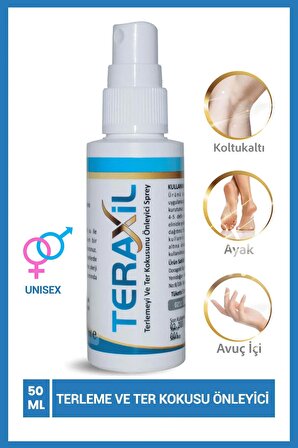 Teraxil El, Ayak, Koltuk Altı Terleme Ve Ter Kokusu Önleyici Sprey Deodorant Antiperspirant Unisex 50 ml