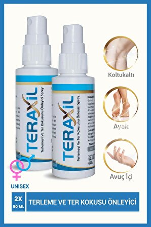 Teraxil El, Ayak, Koltuk Altı Terleme Ve Ter Kokusu Önleyici Sprey Deodorant Antiperspirant Unisex 2'Lİ SET