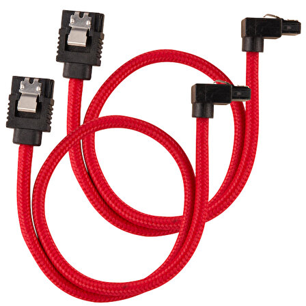 CC-8900280 Premium Sleeved SATA 6Gbps 30cm 90° Connector Cable — Red