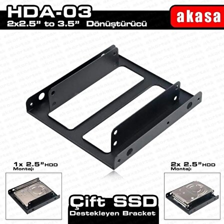 AK-HDA-03 2x2.5" HDD/SSD Çift Yuvalı 3.5 "Dönüştürücü