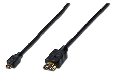 AK-330109-020-S HDMI High Speed with Ethernet Bağlantı Kablosu (HDMI 1.4), 2160p, 4K, HDMI Tip D (mikro) Erkek - HDMI Tip A Erkek, 2 metre, CU, AWG30, 3x zırhlı, UL, altın kaplama, siyah renk
