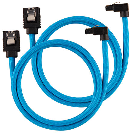 CC-8900285 Premium Sleeved SATA 6Gbps 60cm 90° Connector Cable — Blue