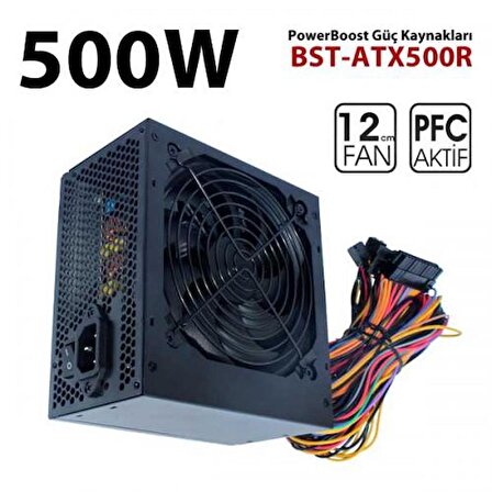 BST-ATX500R 500w 12cm SİYAH fan, A/PFC, Siyah ATX POWER SUPPLY JPSU-BST-ATX500R