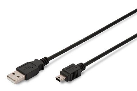 USB 2.0 Bağlantı kablosu, A tipinde-mini B (5 pimli) M/M, 1.8m, USB 2. AK-300108-018-S