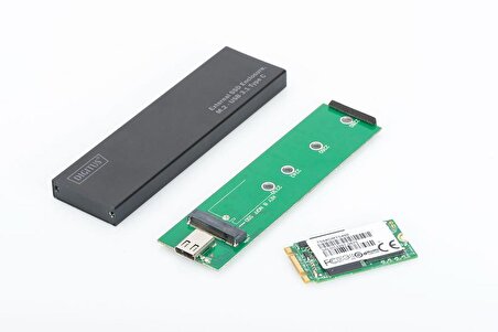 USB Type-C 3.1 External SSD Enclosure M.2 (NGFF) B-Key, alu housing, bla DA-71115