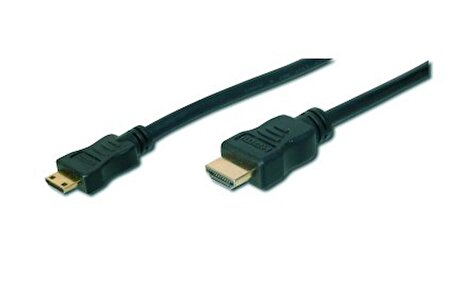 AK-330106-030-S HDMI Highspeed Bağlantı Kablosu (HDMI 1.3), 1080p, HDMI Tip C (mini) Erkek - HDMI Tip A Erkek, 3 metre, CU, AWG30, 2 x zırhlı, UL, altın kaplama, siyah renk