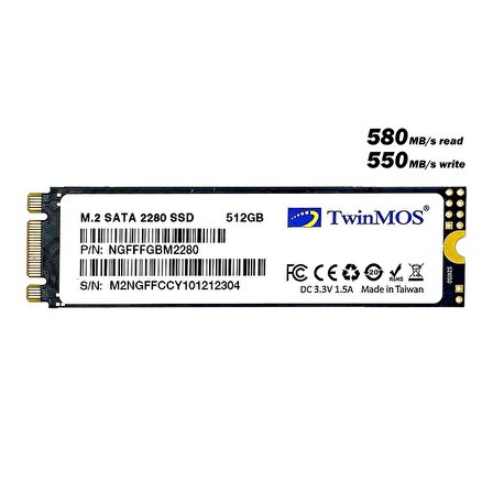 512GB M.2 2280 SATA3 SSD (580Mb-550Mb/s) 3DNAND NGFFFGBM2280