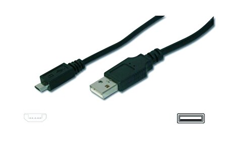USB bağlantı kablosu, tip A-micro B M/M, 1.8m, USB 2.0 uyumlu, bl AK-300127-018-S