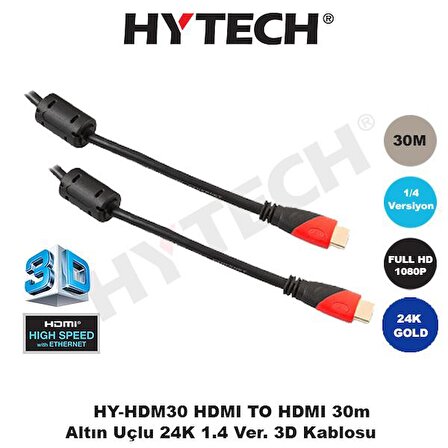 HDMI TO HDMI 30m Altın Uçlu 24K 1.4 Ver. 3D Kablosu HY-HDM30