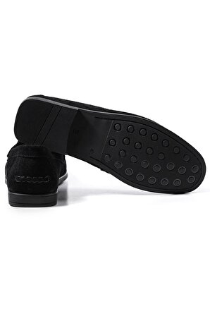 Cordelion Siyah Hakiki Süet Deri Erkek Loafer Ayakkabı