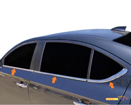 Honda City SD 2021- Cam Çıtası 8 Parça Paslanmaz Çelik
