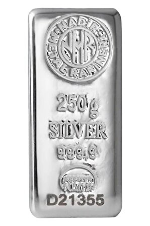 Tuğrul Kuyumculuk Uluslararası Geçerli Faturalı 250 gram 999,9 Külçe Gümüş