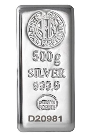 Tuğrul Kuyumculuk Uluslararası Geçerli Sertifikalı Faturalı 500 gram 999.9 Saf Külçe Gümüş