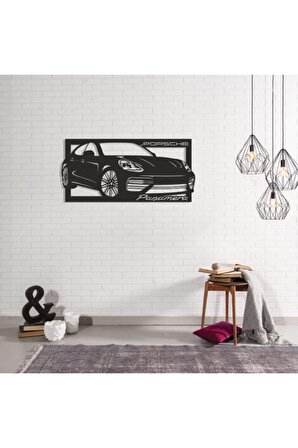 Üç Boyutlu Ahşap Tablo Porsche Panamera Araba Figürlü Ahşap Duvar Dekorasyonu 35 X 70