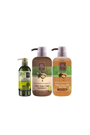 Eyüp Sabri Tuncer Doğal Argan Yağlı Şampuan, Duş Jeli 600 ml ve Doğal Zeytinyağlı Losyon 250 ml