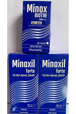 Minoxil Forte % 5  x2 adet Minox Biotin Hediyeli