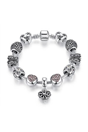 Pandora Tarz, , Trend Charm Bileklik, Mavi Charmlı Yeni Collections, Ahşap Kutu Içerisinde