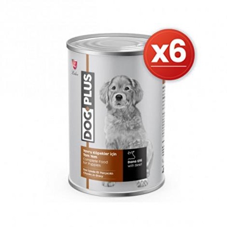 Dogplus Plus Biftekli Yavru Yaş Köpek Maması 6x415 gr