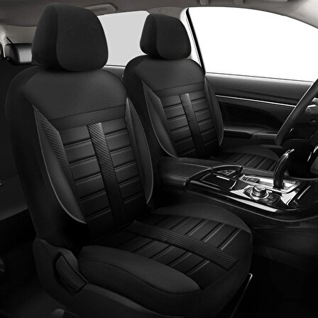 NiCe Shop Ford Focus 4 Uyumlu Koltuk Kılıfı Talos Serisi Carbon Deri - Siyah