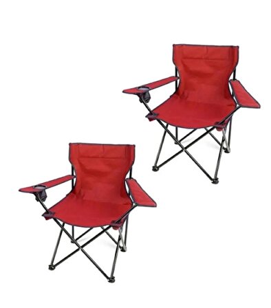 EGE 2'li Piknik ve Kamp Sandalyesi - Kırmızı