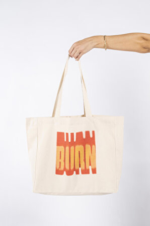 "Burn" Canvas Tote Bag Plaj ve Omuz Çantası