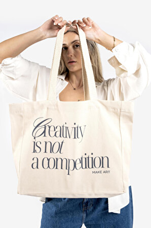 "Creativity" Canvas Tote Bag Omuz ve Plaj Çantası
