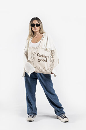 "Feeling Good" Canvas Tote Bag Omuz ve Plaj Çantası