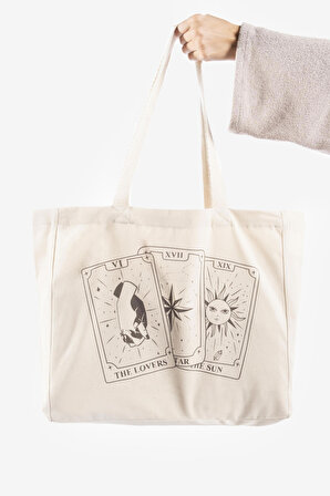 "Tarot Cards" Canvas Tote Bag Omuz ve Plaj Çantası