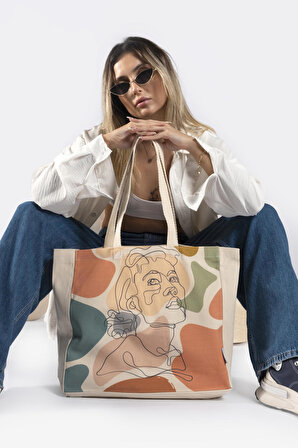 "Pastel Chic" Canvas Tote Bag Omuz ve Plaj Çantası