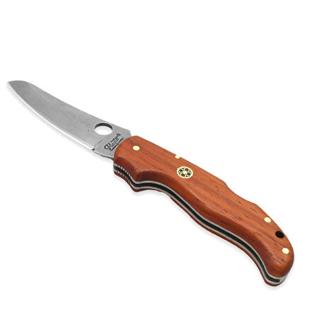 Padok Ağacı Kabzalı Delikli Hayta Model Sırttan Kilit Mekanizmalı Kişiye Özel İsim Yazılı 4116 Karartılmış Çelik Avcı/Kamp Bıçağı
