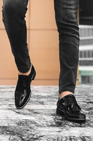 Tomıross Erkek Siyah Rugan Damatlık Klasik Ayakkabı RGN-570