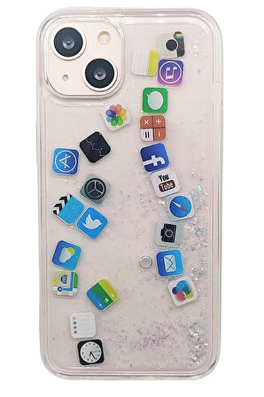 Apple iPhone 8 PLUS Kılıf Düz (Simsiz) Sulu ios ikon Silikon