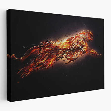 Altın Renkli Koşan Çita Kanvas Tablo, Hayvan Duvar Sanatı, Büyük Kanvas Tablo-5380