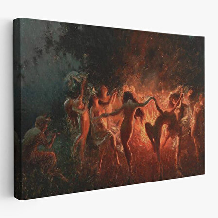 Şabat Ayinin de Ateş Etrafında Dans Eden Kadınlar Tablosu - Fire Dance-6589