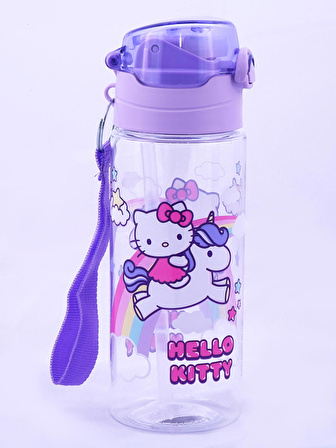 Lisanslı Hello Kitty Mor Kilitli Kapak Su Matarası 500 ml