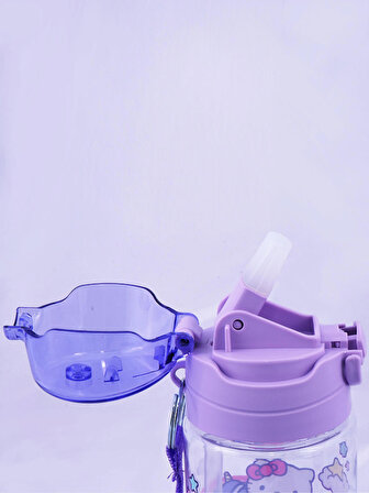 Lisanslı Hello Kitty Mor Kilitli Kapak Su Matarası 500 ml