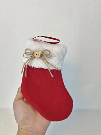 Kırmızı Noel Küçük Polar Çorap