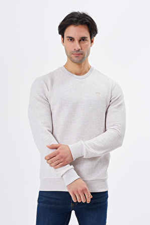 Bisiklet Yaka Desenli Regular Fit Sweatshırt