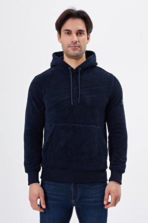 Regular Fit Kapüşonlu Peluş Sweatshırt