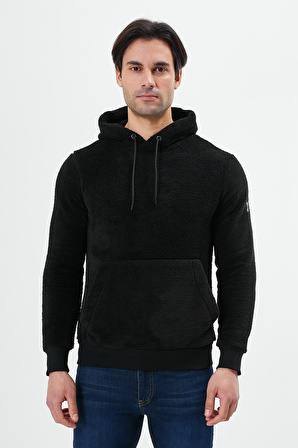 Regular Fit Kapüşonlu Peluş Sweatshırt