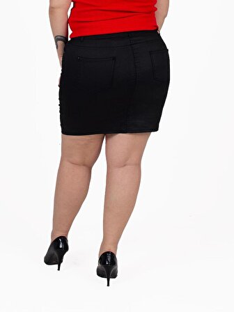 Truva Xxl Büyük Beden Kadın Giyim Mini Keten Etek Renkli Etk154